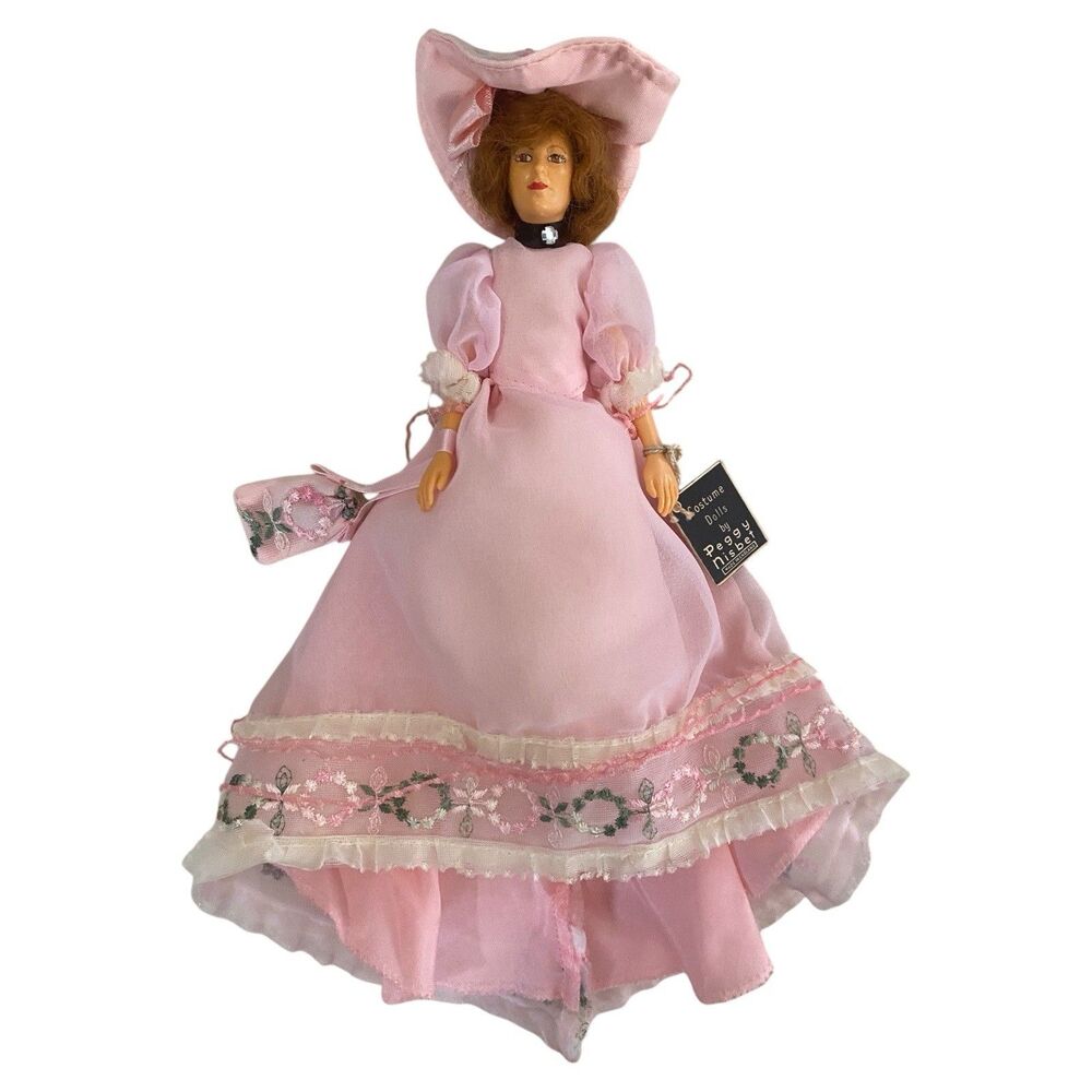 Vintage Costume Dolls by Peggy Nisbet England Edwardian Lady 8” Pink Dress W Tag